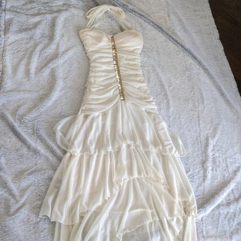 Halter tiered high low dress